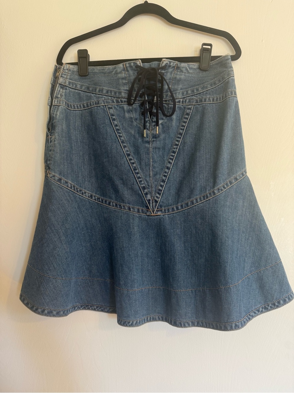 Marc by Marc Jacobs Vintage Denim Lace-Up A-Line Skirt - Blue